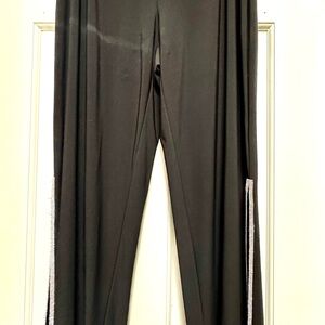 MSK Black Wide Leg, Flowy Leggings with Glittering Side Accents